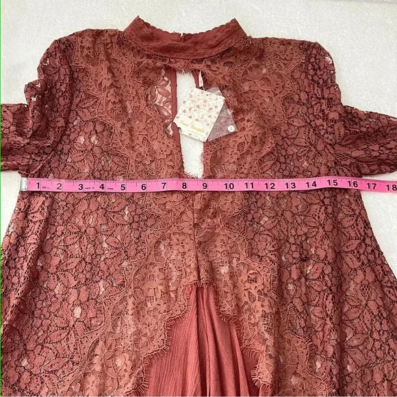Free People Tell Tale Dusty Mauve Lace Tunic Dress, size Xs - Picture 7 of 8